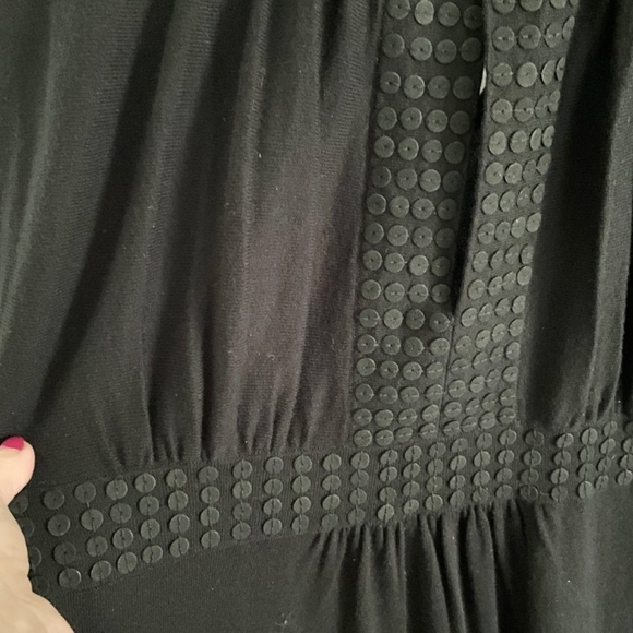 Banana Republic Mini Knit dress Milk maid Babydoll Pleated Black Silk Cotton S - Picture 11 of 11